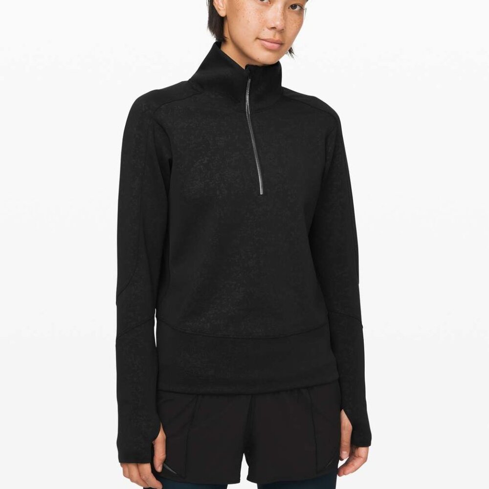 Lululemon Run to Reset 1/2 Zip Speckle Emboss Black XS